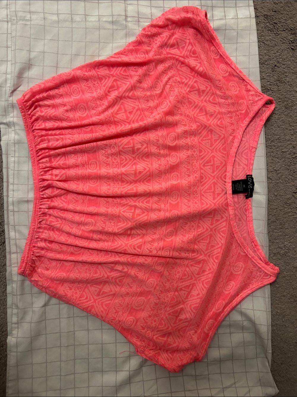 Love Neon Coral Patterned Cropped Tank